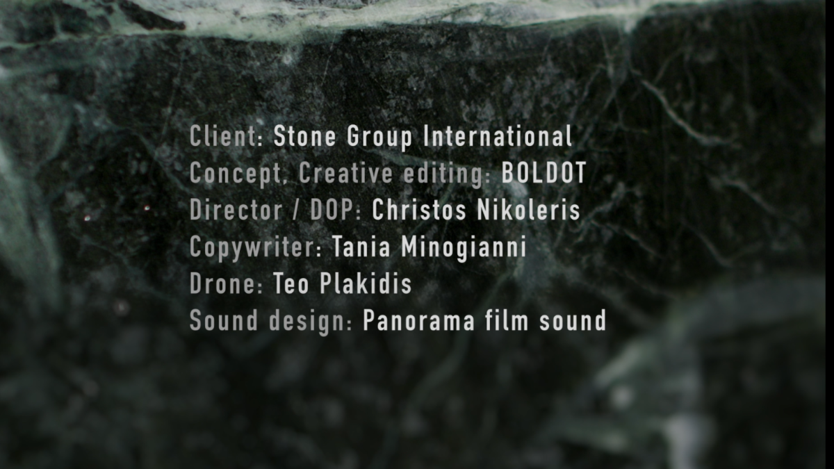 Credits in the end of the Stone Group International film, with the crew that worked on it and gained the Gold Indie Award